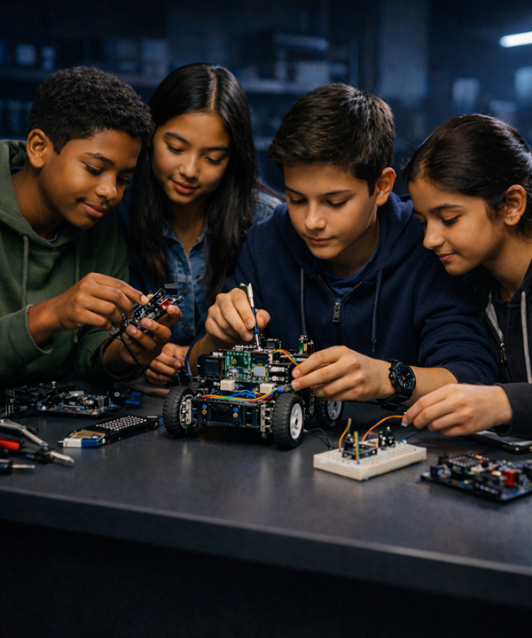 Student working on engineering hardware